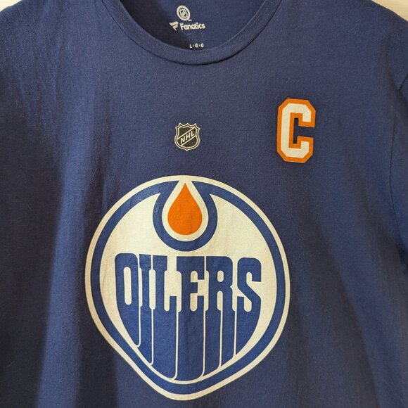 Fanatics Connor McDavid Edmonton Oilers Hockey T-Shirt - Navy - Size L - Picture 3 of 9